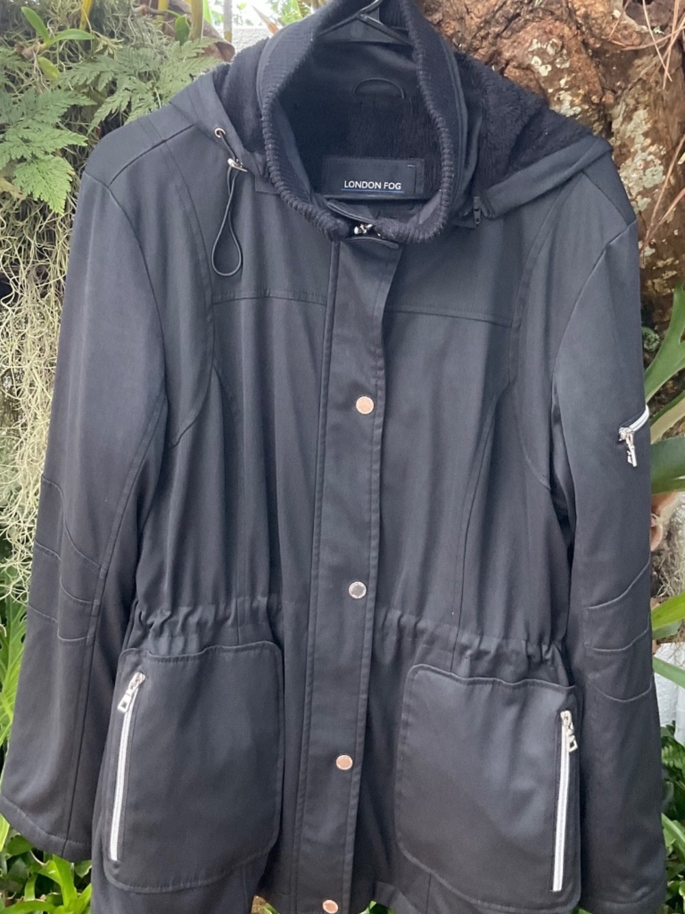 London Fog Black Hooded Lined Women’s Jacket L